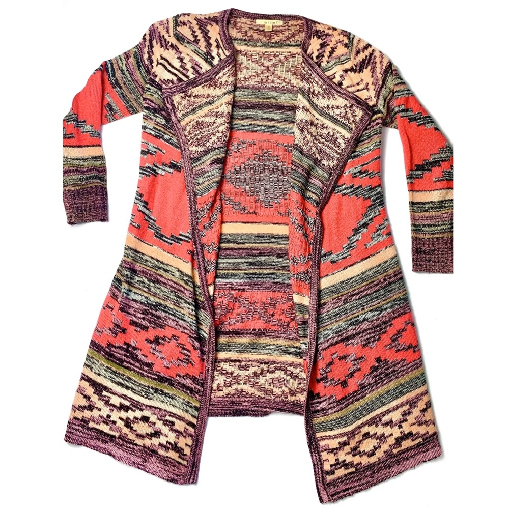 Franchesca’s Aztec Print Pink Cardigan sz Small